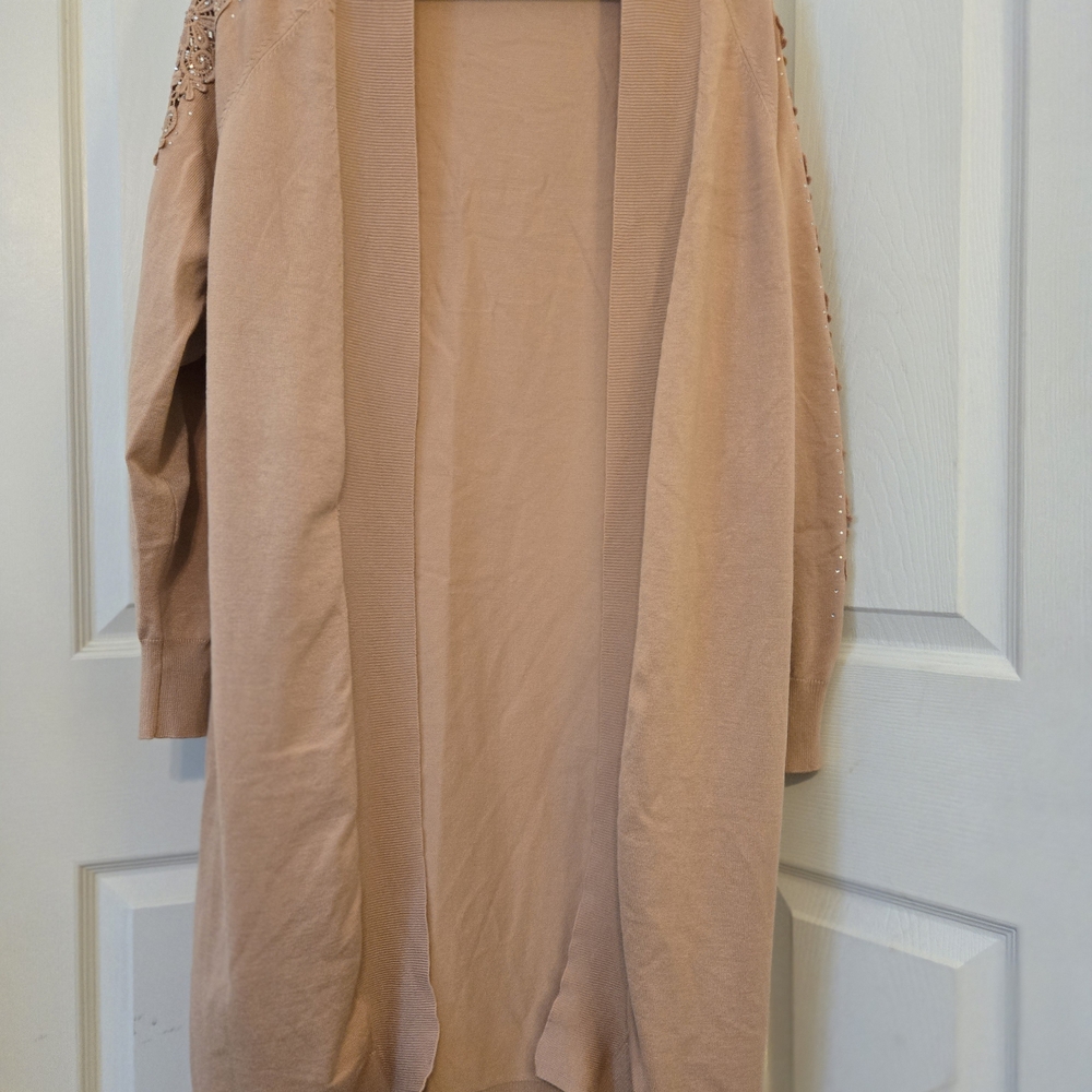 Women's Tan Open Front Sweater